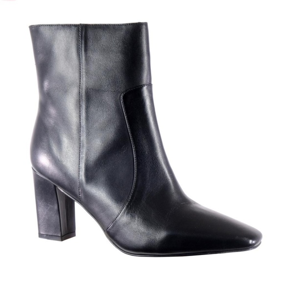 NEW J.CREW Booties Boots Mid-Calf Black Leather Sz. 11 Square Toe Side Zip - Picture 2 of 8